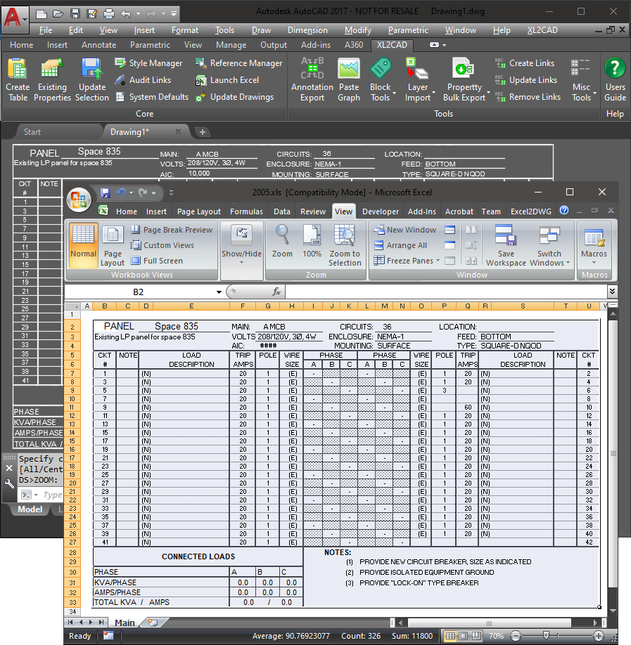 AutoCAD Excel Graphic Example