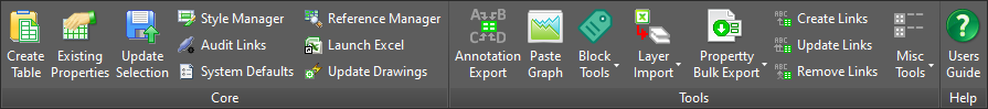 AutoCAD Excel Linkage Software Ribbon